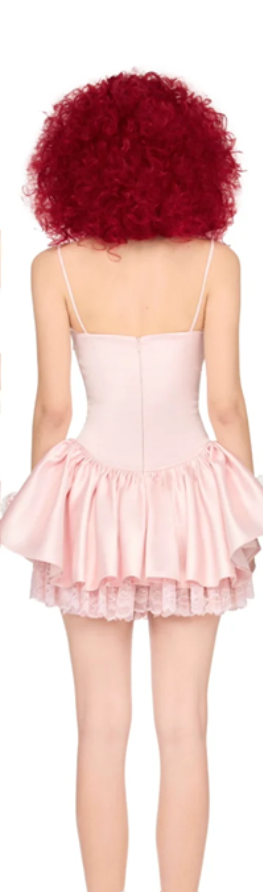 Pink suspender fishbone slim fit princess skirt homecoming dress R4410