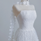 White strapless, heavily embellished, fitted long ball gown R8216
