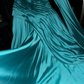 Lake blue, off-shoulder, pleated, fitted, elegant long ball gown R6911