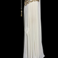 White sleeveless fitted waist embroidered long ball gown R6672