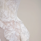 White strapless, fitted waist, lace floral sexy long ball gown, bridal dress R8483