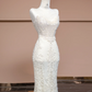 Off-white strapless, fitted, bodycon mermaid-style long gown, elegant ball gown, bridal dress R8330