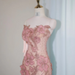 Pink strapless fitted long ball gown, bridal dress R8968