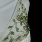 White halter neckline green diamond waist lace skirt mid-length dress homecoming dress R4899