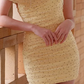 Yellow one-shoulder black polka dot waist slim sexy hip skirt homecoming dress R4572