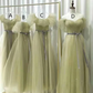 Grass green slim waist prom dress, bridesmaid dress R5992