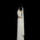 White sleeveless fitted waist embroidered long ball gown R6672