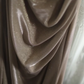 Champagne-colored halter-neck fishtail top, fitted long ball gown R6752