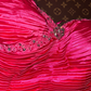 Pink strapless fitted waist slim-fitting pleated fishtail long ball gown R7030
