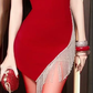 Red tube top slim waist slimming sexy irregular skirt short skirt homecoming dress R4612