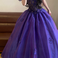 Purple V-neck Waist-Cinched Puff-Skirt Ball Gown & Bridal Gown R7393