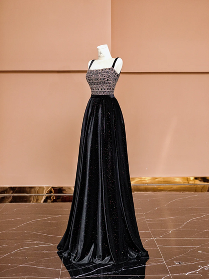 Sexy long ball gown with beaded halter top and cinched waist R8417