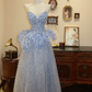 Light blue strapless fitted long ball gown/bridal dress R7184