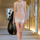 Champagne Color Sequined Tube Top Slim Waist Sexy Hip Skirt Homecoming Dress R5282