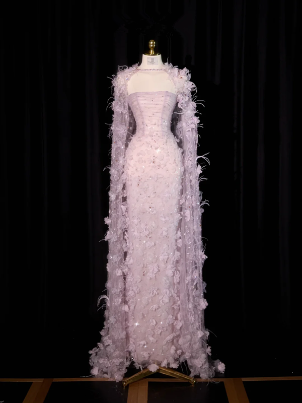 Light purple strapless fitted long ball gown, bridal dress R8908