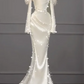White Off-the-Shoulder Long-Sleeve Waist-Cinched Slim-Fit Long Bridal Ball Gown R7150