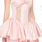 Pink suspender fishbone slim fit princess skirt homecoming dress R4410