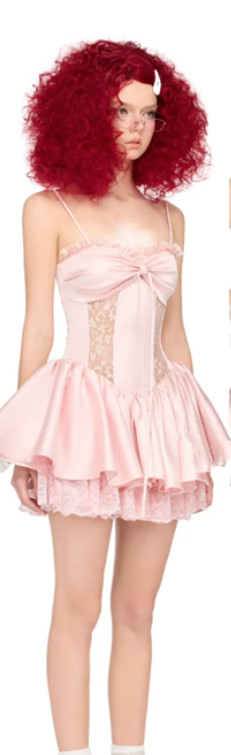 Pink suspender fishbone slim fit princess skirt homecoming dress R4410