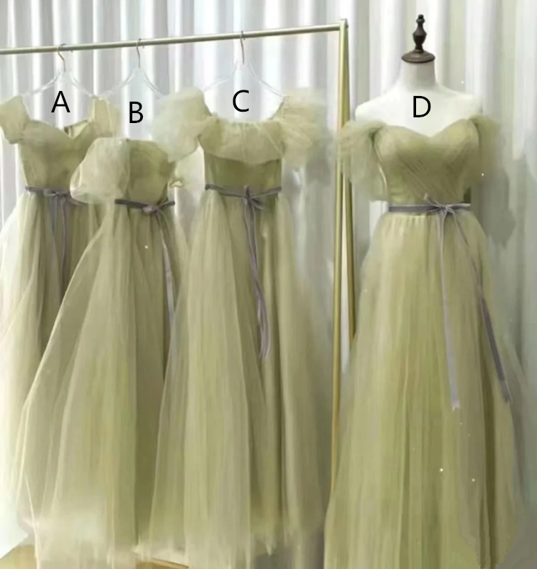 Grass green slim waist prom dress, bridesmaid dress R5992