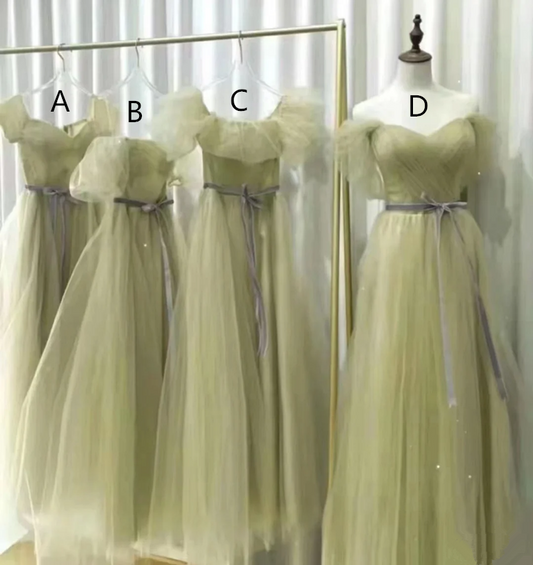 Grass green slim waist prom dress, bridesmaid dress R5992