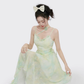 Small fresh and chic skirt embroidered suspender dress women's summer irregular mid-length skirt R4118