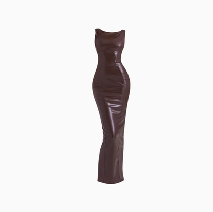 Sexy hot girl vest dress long dress 2025 large size high-end waist hip leather skirt R1231