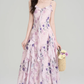 French holiday style dress summer ruffled floral suspender skirt with cardigan suit R2365