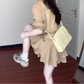 Retro gentle temperament good-looking V-neck long-sleeved shirt A-line skirt two-piece suit R0856