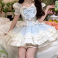 Sweet design sweetheart lolita dress bride bow waist slim flying sleeves puffy princess dress R1680