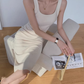 Square neck pleated slim waist suspenders long short hip-wrapped slit dress R1481