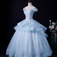 Sparkly Baby Blue Prom Gown , Beaded Elegant Applique Corset Maxi Evening Dress RS1461