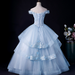 Sparkly Baby Blue Prom Gown , Beaded Elegant Applique Corset Maxi Evening Dress RS1461