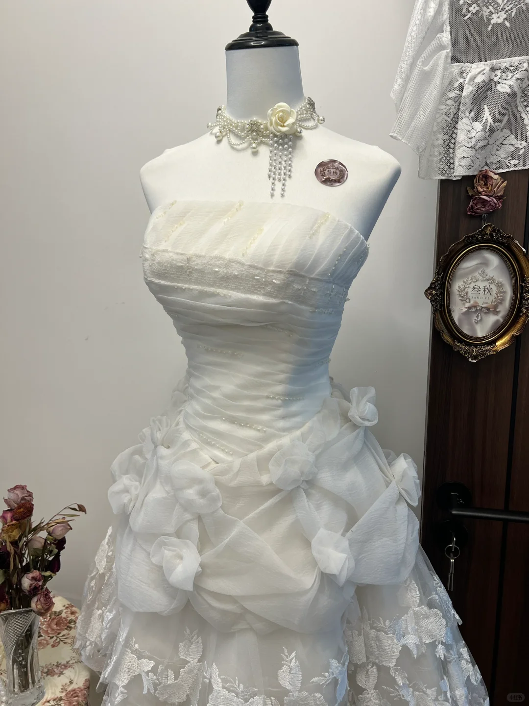 White tube top lace skirt sexy cute short skirt homecoming dress R4173