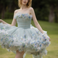 Dreamy Mint Green A-Line Strapless Applique Corset Mini Party Dress Homecoming Dress RS383