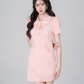 Pink polo knitted dress summer new temperament loose short skirt lace sweet skirt R4177