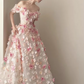 Elegant White Floral A-Line Strapless Corset Maxi Prom Dress Evening Dress RS385