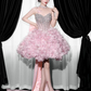 Cute Pink Ball Gown Sweetheart Feather Tem Corset Mini Party Dress Homecoming Dress RS386