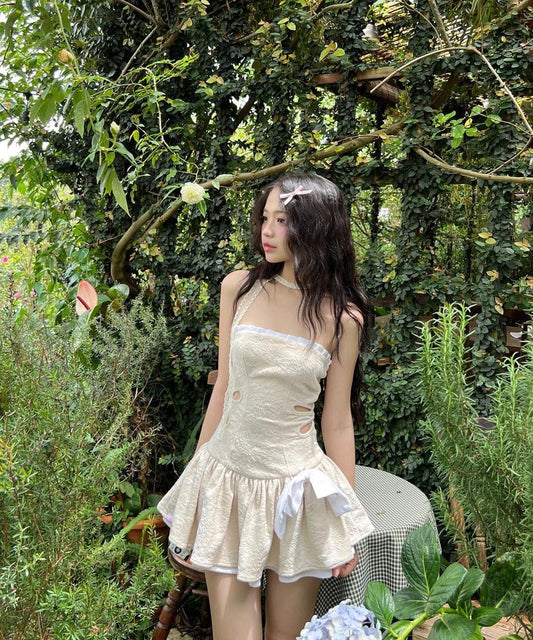 Apricot tube top design cute waist sexy short skirt homecoming dress R3885