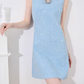 French design niche dress new style temperament waist slim blue Chanel style sleeveless dress R4223