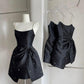 Black pearl suspenders sexy waist slim irregular skirt short skirt homecoming dress R4237