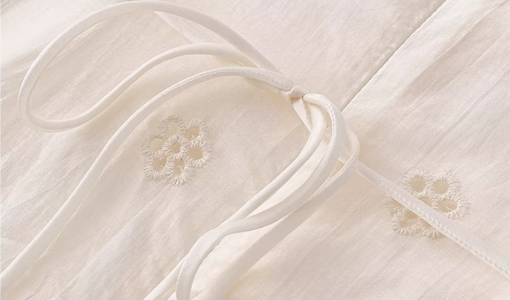 French tea break white embroidered dress 2025 new holiday style long dress R2592