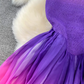 Temperament sleeveless round neck waist slimming A-line rainbow gradient chiffon elegant dress R0405