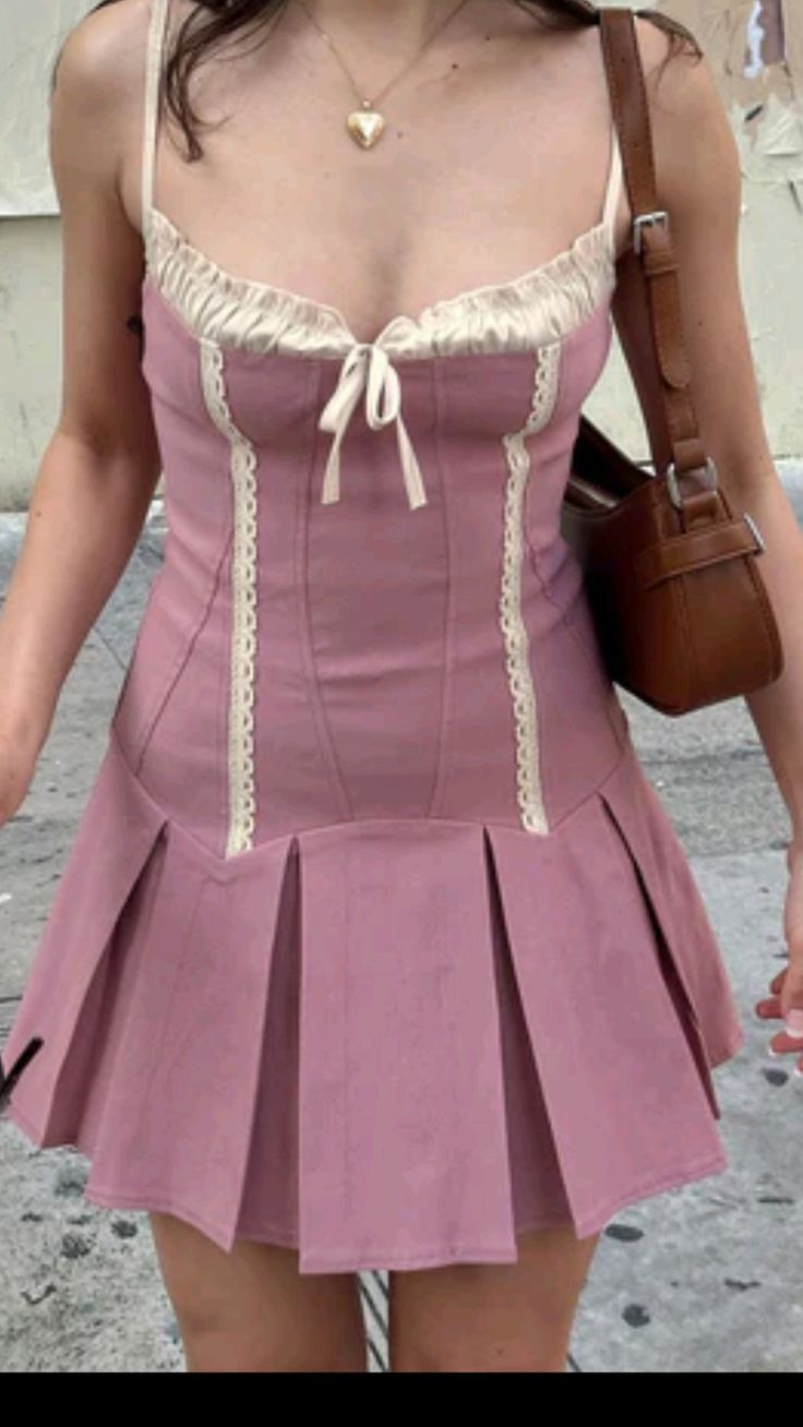 Pink suspender low-cut sexy lace slim pleated skirt homecoming dress R2510