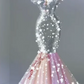 Silver strapless fitted waist sequined pink long ball gown R6473