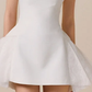 White suspender waist slim A-line short skirt homecoming dress R4533