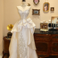 White strapless rhinestone-embellished fitted long wedding dress R6593