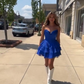Blue tube top waist tutu skirt homecoming dress R5561
