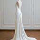 White halter-neck, fitted waist, backless, sexy bodycon long ball gown R8188