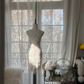 Apricot white halter-neck fitted bodycon short ball gown R7708