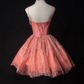 Pink halter chest 3D flower waist slim lace skirt design short skirt homecoming dress R4940